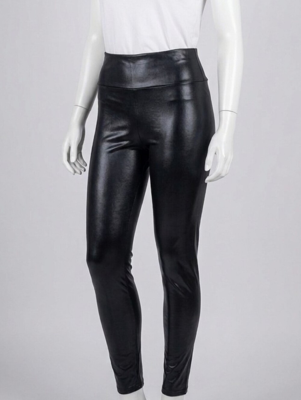 Sakkas Black Pleather Leggings 1XL